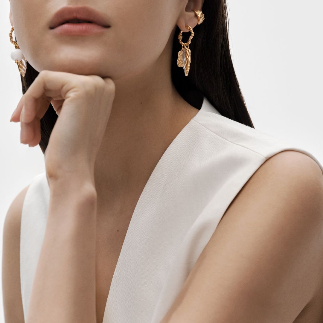 Kalevala Itu Hoop Earrings and Seed Charms, Silver and Gold Plating, Kalevala Modern, 261001401T