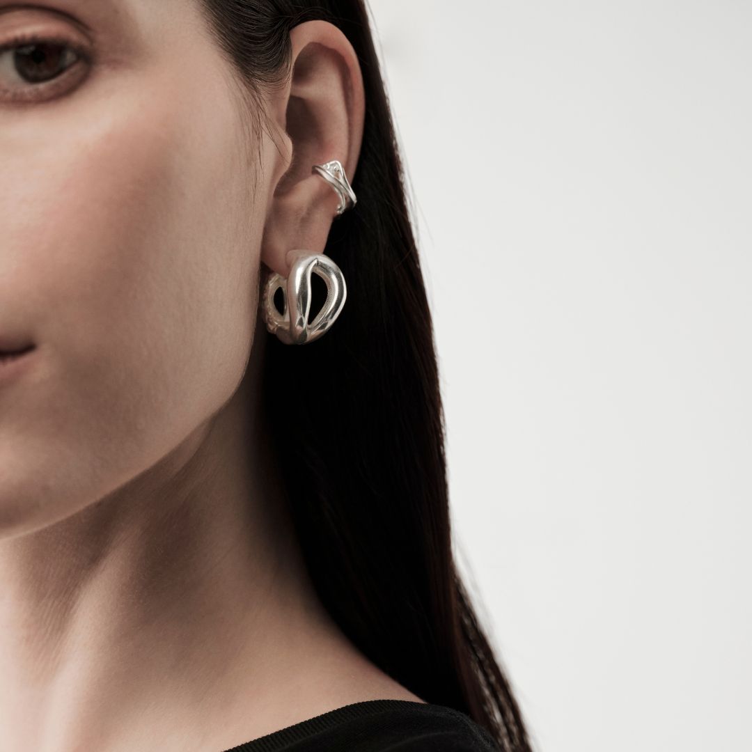Kalevala Männyt Hoop Earrings, Silver, 261001101T