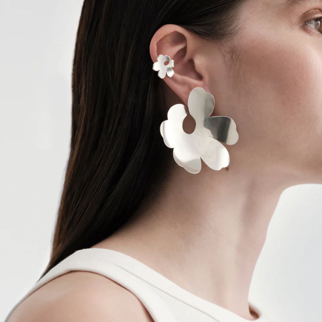 Kalevala x Marimekko Unikko Large Earrings, Silver